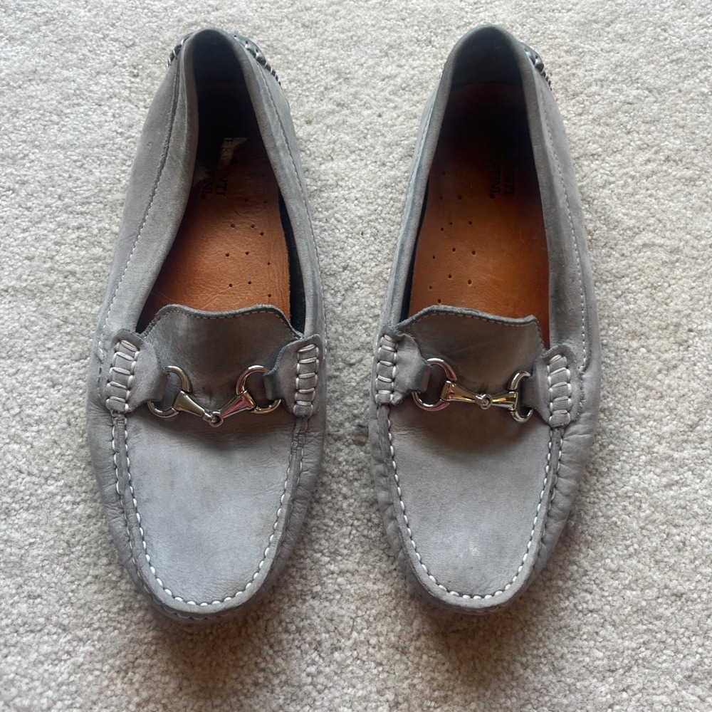 Mercanti Fiorentini Women's Gray Suede Horsebit Loafers Mocassin Shoes- Size 7.5